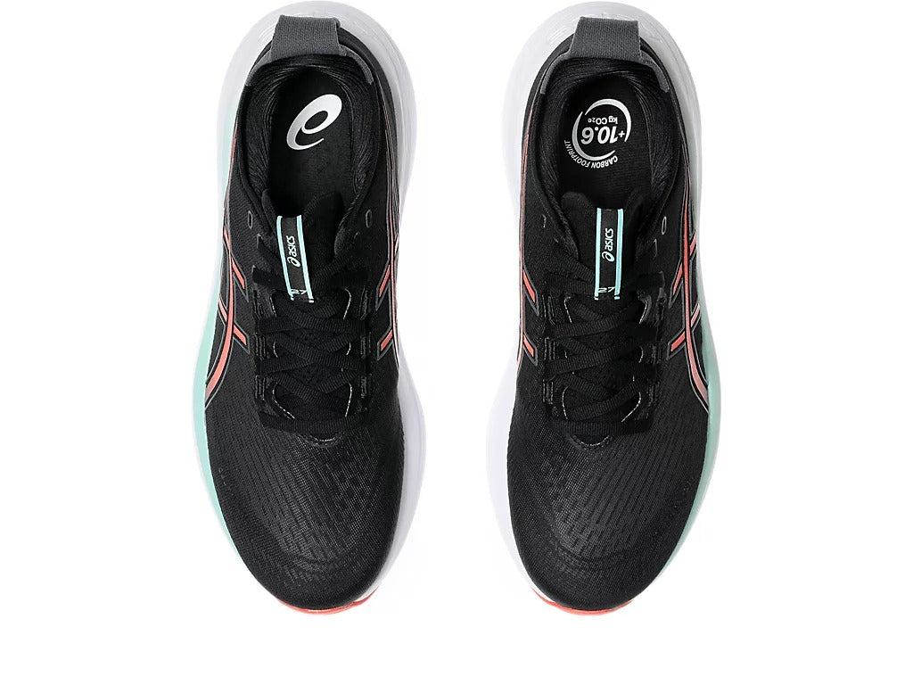 נעלי ריצה מקצועיות GEL NIMBUS 27 WIDE גברים - שחור / לבן / כתום