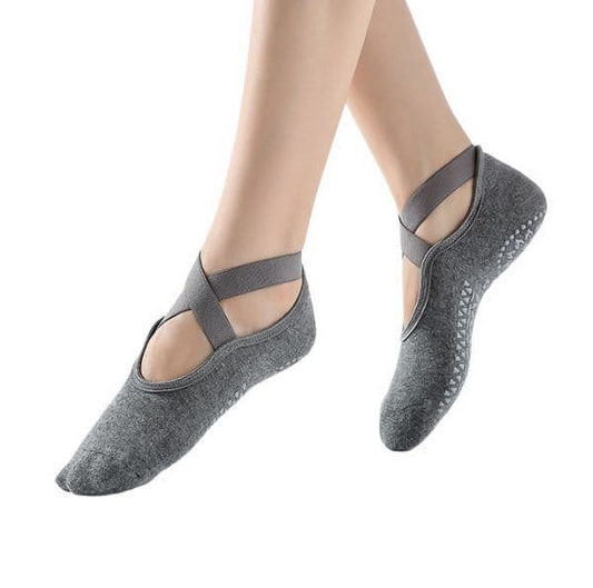 גרבי פילאטיס נשים - אפור