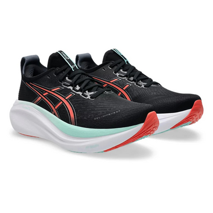 נעלי ריצה מקצועיות GEL NIMBUS 27 WIDE גברים - שחור / לבן / כתום